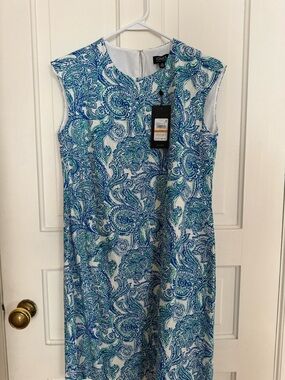 Jones New York Blue & Teal Paisley Sleeveless Shift